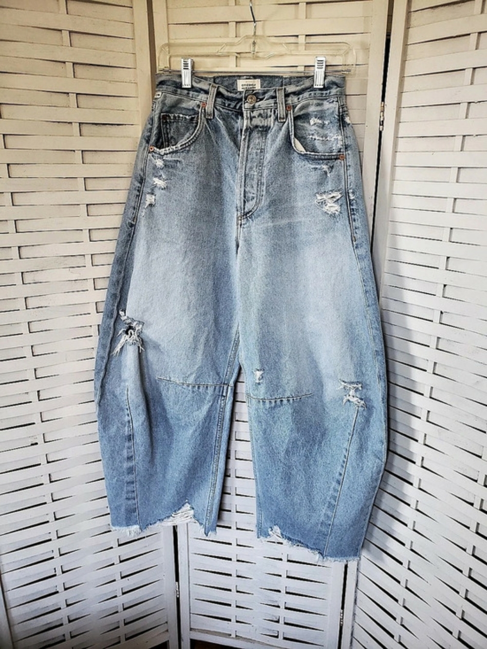 Citizens of Humanity Horseshoe Jeans Distressed Wide Leg Blue Size 26